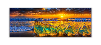 HDR Strandfelsen-Wandkunst-Skyline-Leinwanddruck