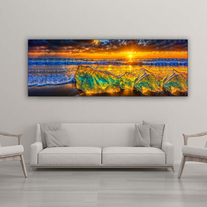 HDR Strandfelsen-Wandkunst-Skyline-Leinwanddruck
