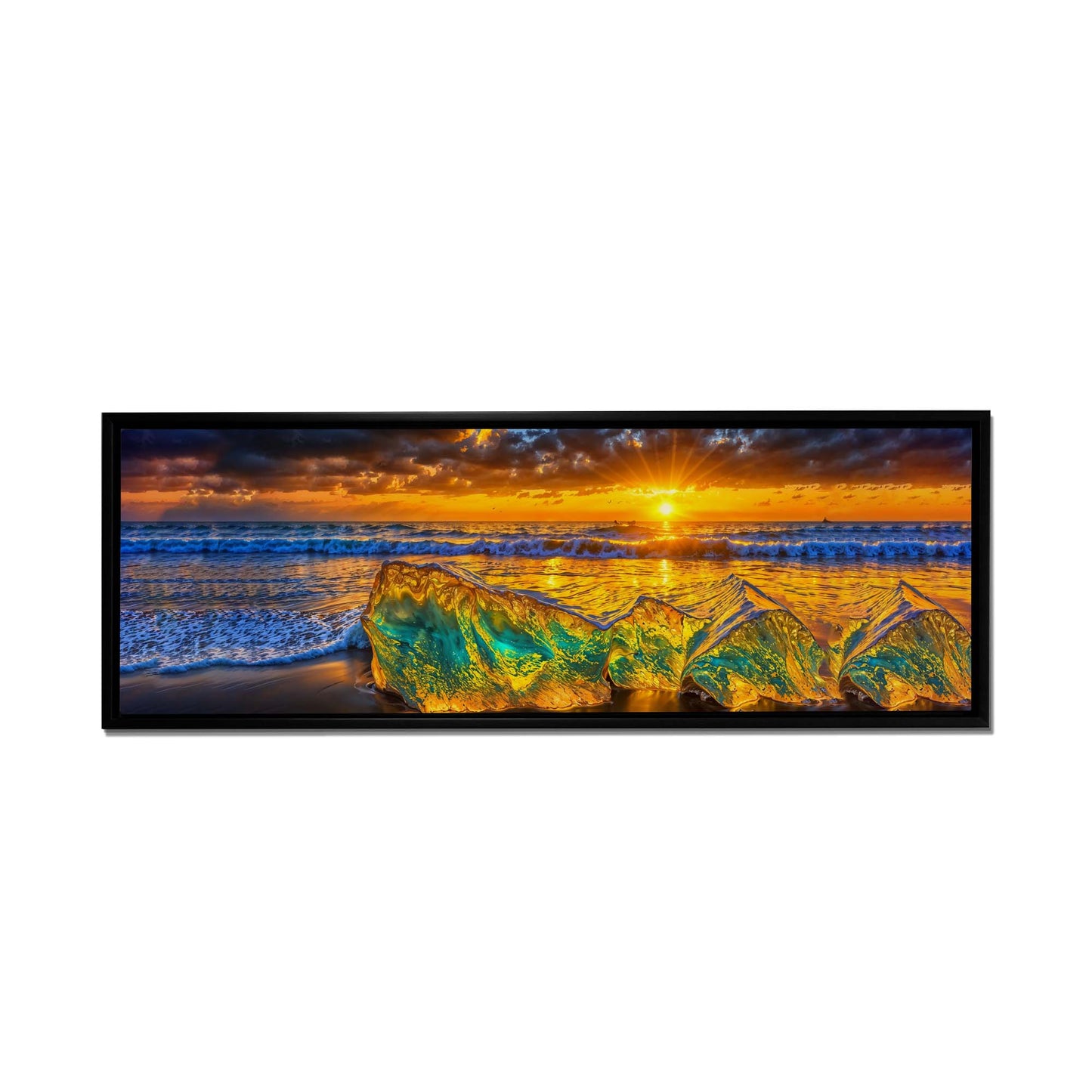 HDR Strandfelsen-Wandkunst-Skyline-Leinwanddruck