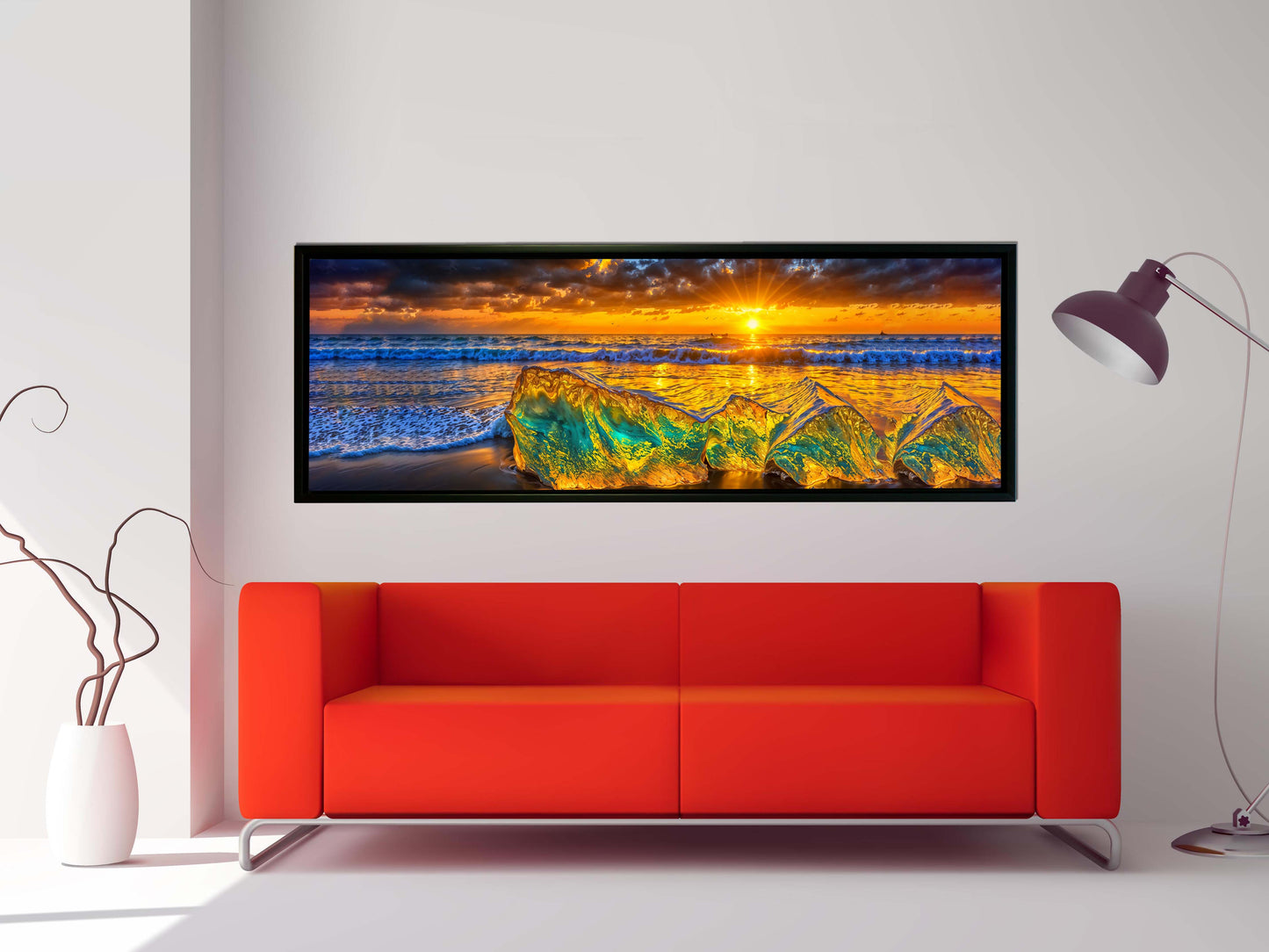 HDR Strandfelsen-Wandkunst-Skyline-Leinwanddruck
