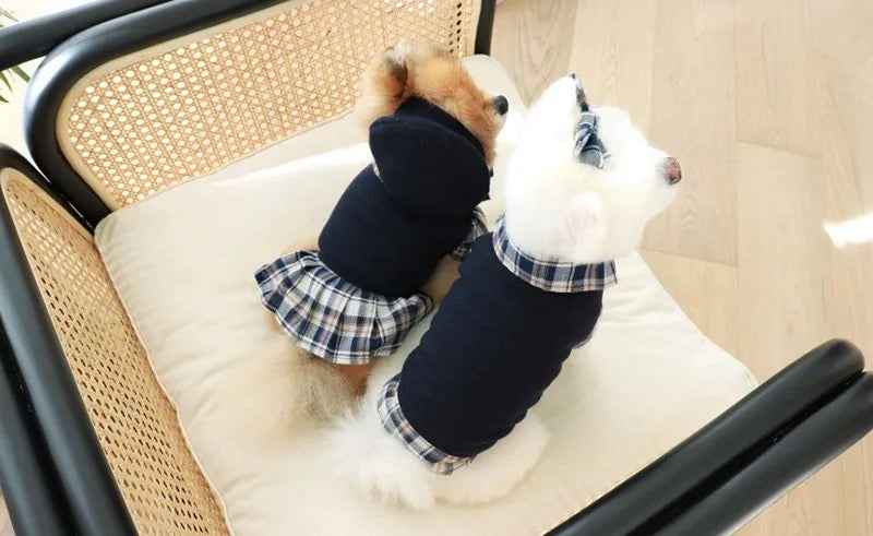 Plaid School Uniform Set | Dog Outfit Set