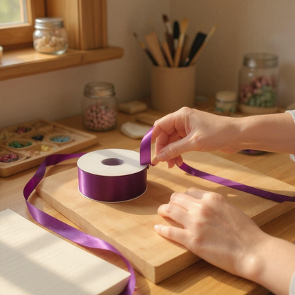 Satin Ribbon Double Face-Dark Purple  #285 -3.8 cm Wide