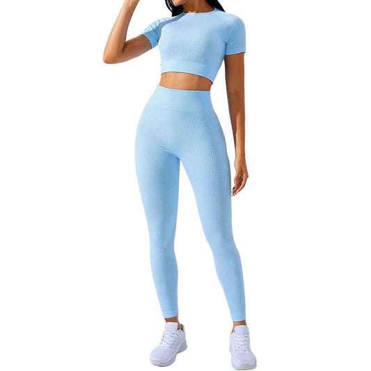 Women’s High-Waisted Yoga Workout Set – 2-Piece Sports Bra & Leggings Activewear Outfit