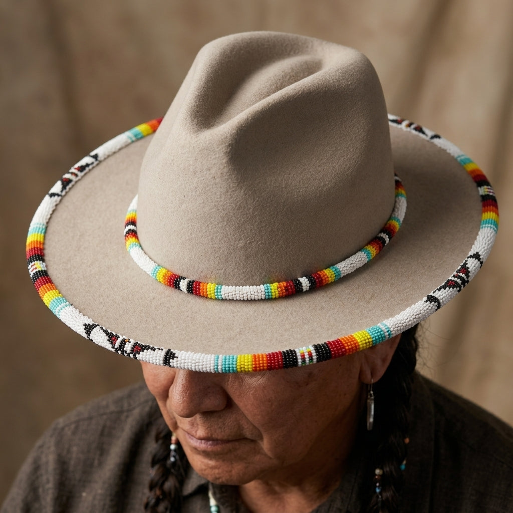 Size-59 Handmade Beaded Hat