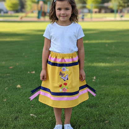 Infants Embroidered Flowers Ribbon Skirt