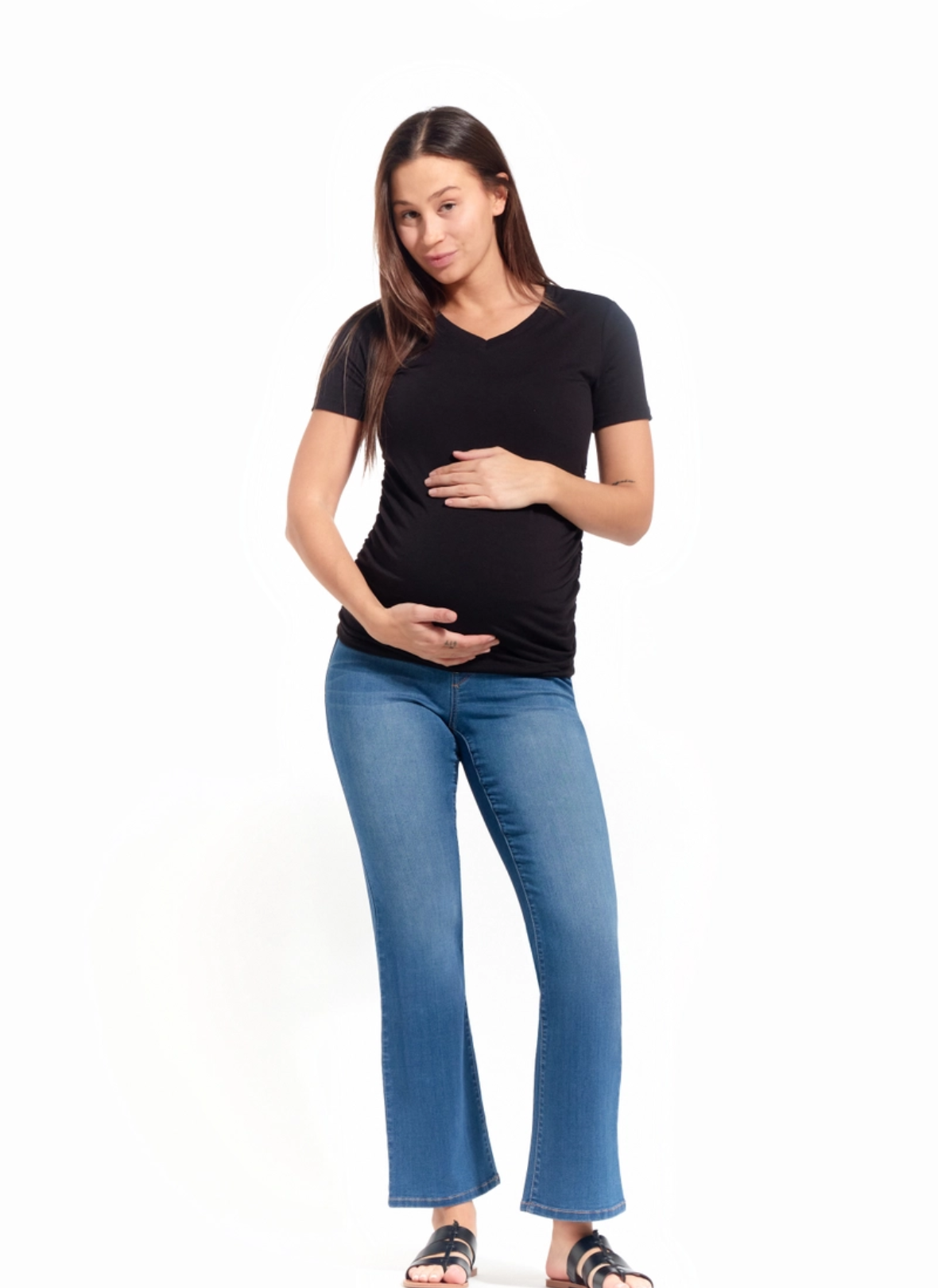 30" Maternity Slim Boot Jean w/ Bellyband in Tobias