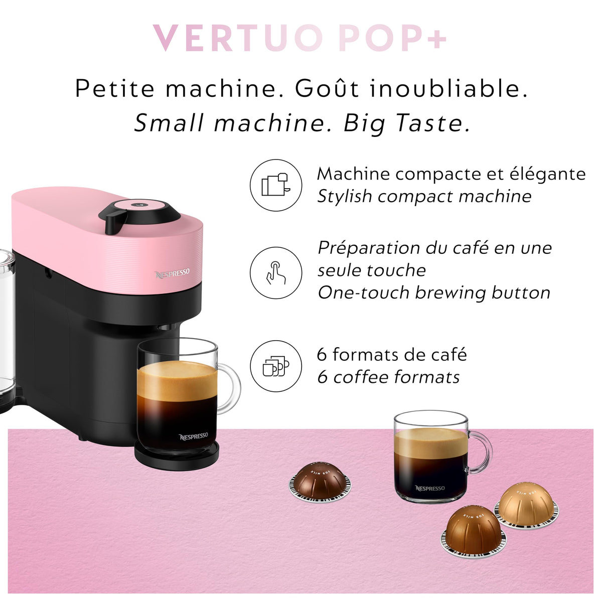 Nespresso Vertuo Pop+ Pod Coffee & Espresso Machine Pink 🍁 All In One Marketplace Canada