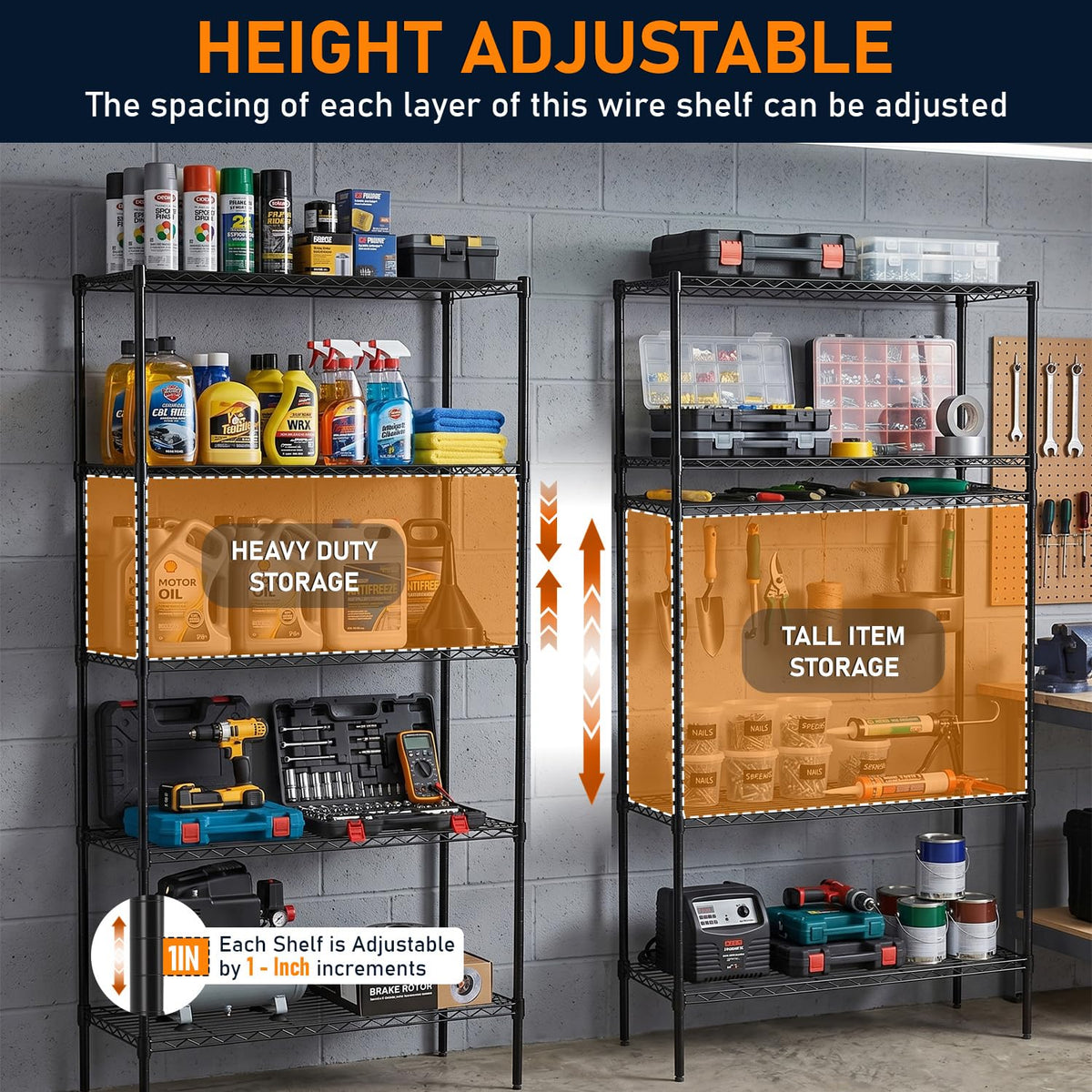 FDW Storage Shelves,Wire Shelving Unit Metal Shelves Heavy Duty Layer Rack Storage Rack Adjustable Utility (Black, 36"x 14"x 72") 🍁 All In One Marketplace Canada