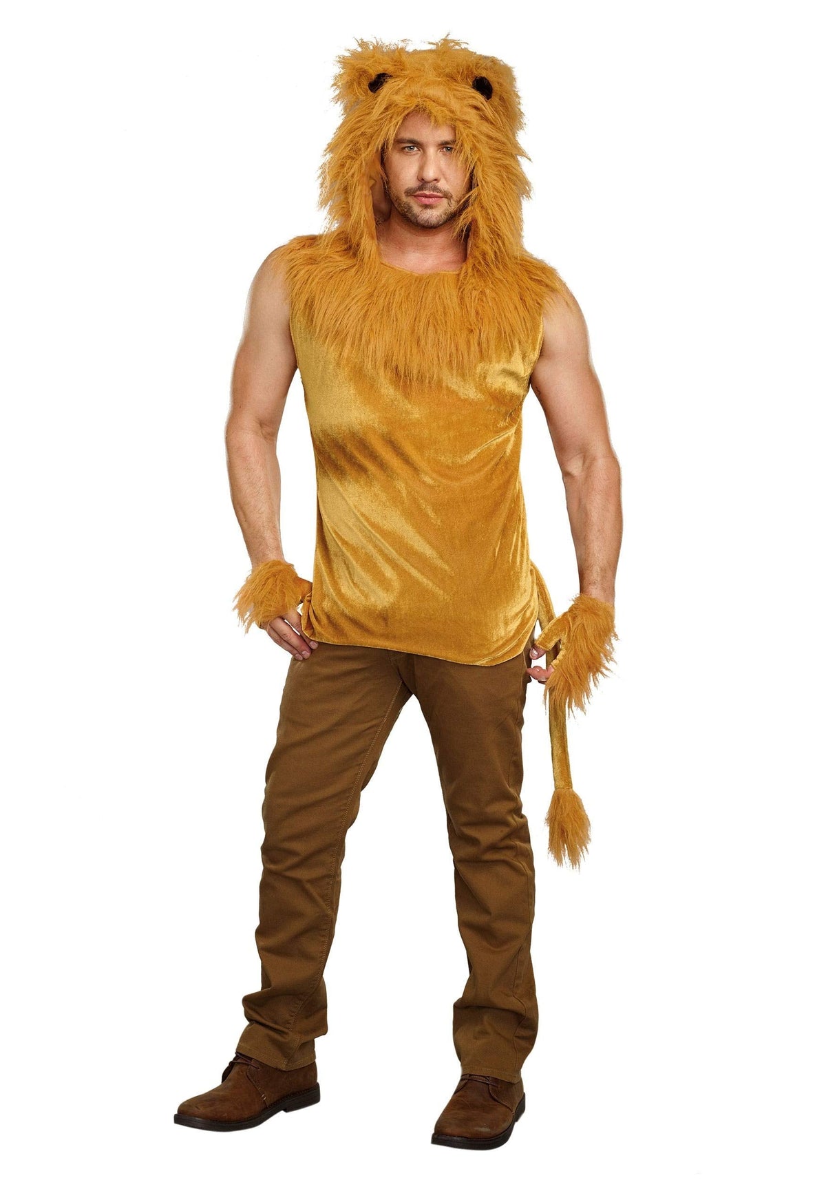 Dreamgirl Adult Mens Lion Costume, King of the Jungle Lion Halloween Costume 2X-Large