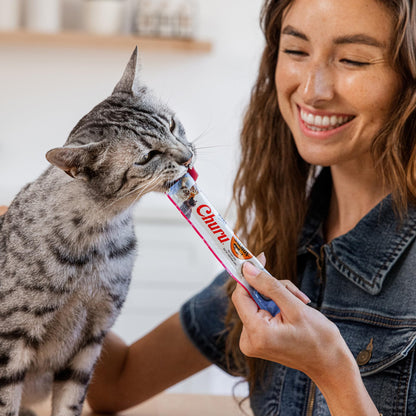 INABA Salmon Churu Cat Treats, Lickable, Squeezable Creamy Purée Cat Treat with Green Tea Extract & Taurine, 14 Grams Each Tube, 20 Tubes, Salmon & Tuna Variety Box 🍁 All In One Marketplace Canada