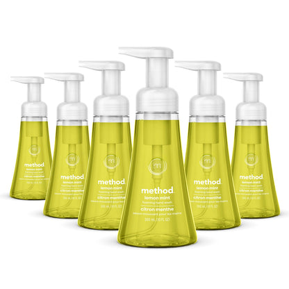 Method Foaming Hand Soap, Biodegradable Formula with Foaming Soap Dispenser Made of 100% Recycled Plastic, Lemon Mint Scent, 300 ml Soap Pump Bottles, 6 Pack 🍁 All In One Marketplace Canada