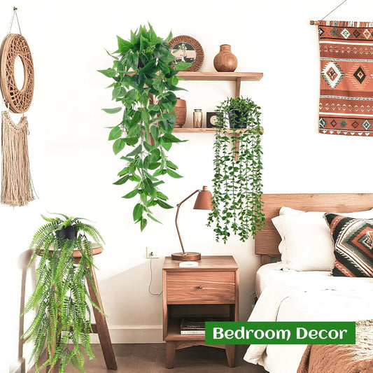 Der Rose 4Pcs Fake Plants, Artificial Plants Fake Hanging Plants for Boho Home Bathroom Bedroom Living Room Office Wall Shelf Decor Indoor Outdoor 🍁 All In One Marketplace Canada