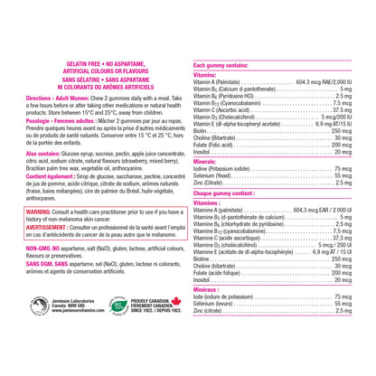 Jamieson Multivitamin Gummies for Women, 130 Gummies Mixed Berry Flavour. Supports Bone Health, Immunity, Energy, Hair, Skin Nails. With Biotin and Vitamin B12, Vegetarian, Non-GMO 🍁 All In One Marketplace Canada