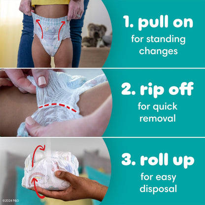 Pampers Diapers - Swaddlers 360 degrees - Size 4, 132 Count, up to 100% Leakproof Comfy Dry Fit, EZ Off Tabs Designed for Easy Changes, Pull On Diaper 🍁 All In One Marketplace Canada