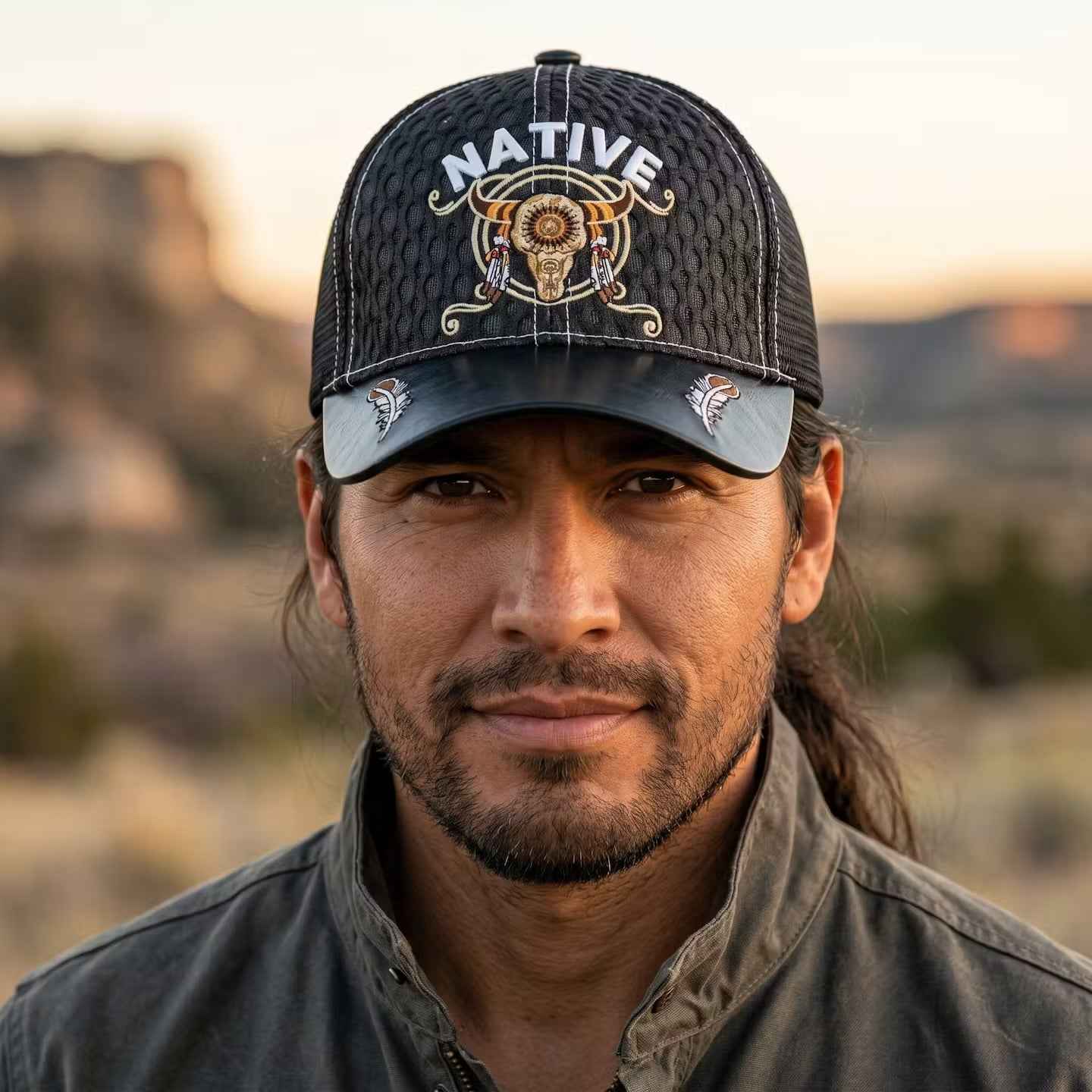 Buffalo skull Native Cap