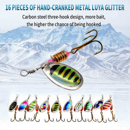 Vkinman 16 Pcs Fishing Lures Spinner Bait with Treble Hooks for Bass Trout Salmon Fishing Tackle Spinnerbait Spoons Metal Sequins Spinners Baits Fishing Bait for Freshwater Saltwater Fishing 🍁 All In One Marketplace Canada