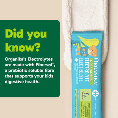 Organika Kids Electrolytes Powder Sticks - Sugar-Free Hydration + Immune support with 100% of daily Vitamin C, Minerals and Prebiotic Fibre | Green Apple Flavour - 3.5g x 20 sachets 🍁 All In One Marketplace Canada