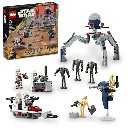 LEGO Star Wars Clone Trooper & Battle Droid Battle Pack Set for Kids, Buildable Toy Speeder Bike Vehicle, Tri-Droid and Defensive Post, Collectible, Gift for Boys and Girls Aged 7 and Up, 75372 🍁 All In One Marketplace Canada