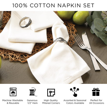 DII Oversized 20x20" Cotton Napkin, Pack of 6, Gray - Perfect for Halloween, Dinner Parties, BBQs, Weddings, Showers and Everyday Use