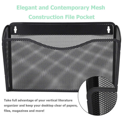 EASEPRES 3 Pack Mesh Wall Mounted File Holder Organizer Metal Hanging Vertical Paper Mails Rack Storage Wire Single Document Filling Holder Pocket for Office and Home, Black 🍁 All In One Marketplace Canada