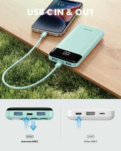 Charmast Portable Charger with Built in Cables, Power Bank with Cords Wires, Slim 10000mAh Travel Battery Pack 6 Outputs 3 Inputs 3A Fast Charging for Samsung Google Pixel LG Moto iPhone iPad 🍁 All In One Marketplace Canada