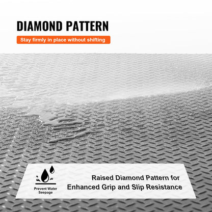 VEVOR Diamond-Plate Rubber Flooring Roll, 3 mm x 4 ft x 8 ft Garage Floor Mat, SBR Rubber Flooring Roll, Easy to Clean, Diamond Plate Mat for Under Cars, Garage Industry Gym, Black 🍁 All In One Marketplace Canada
