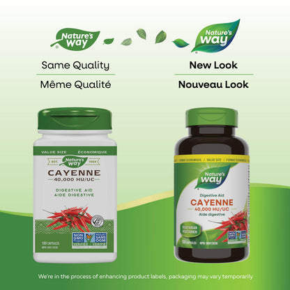 Nature’s Way Cayenne 40,000 HU – Herbal Digestion & Peripheral Circulation Supplement – Cayenne Pepper Capsules – Vegetarian, Non-GMO – 180 Capsules 🍁 All In One Marketplace Canada