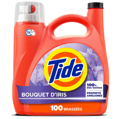 Tide Liquid Laundry Detergent, Iris Bouquet Scent, 100 Loads, Boosted Clean even in cold water, laundry soap, concentrated liquid detergent, 3.69 L 🍁 All In One Marketplace Canada