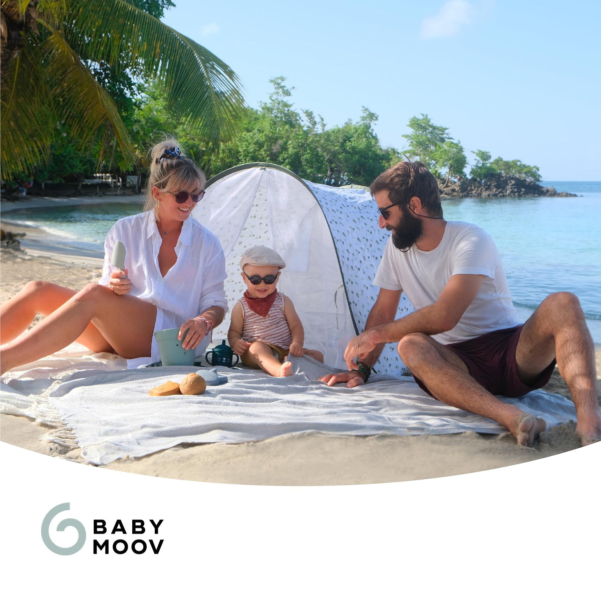 Babymoov Anti-UV Baby & Toddler Beach Tent, Pop-Up Sun Shade Shelter with UPF 50+ Protection, Portable Outdoor Canopy, Ventilated Shade, Floor Mat & Carry Bag, Provence 🍁 All In One Marketplace Canada
