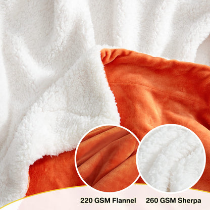 NICETOWN Sherpa Blanket for Kids Back to School, Thick Super Soft Warm Cozy Dual Sided Halloween Lightweight Fleece Plush Ultra Comfy Fuzzy Blankets for Baby/Couch/Sofa/Bed, Twin 60" x 80", Orange