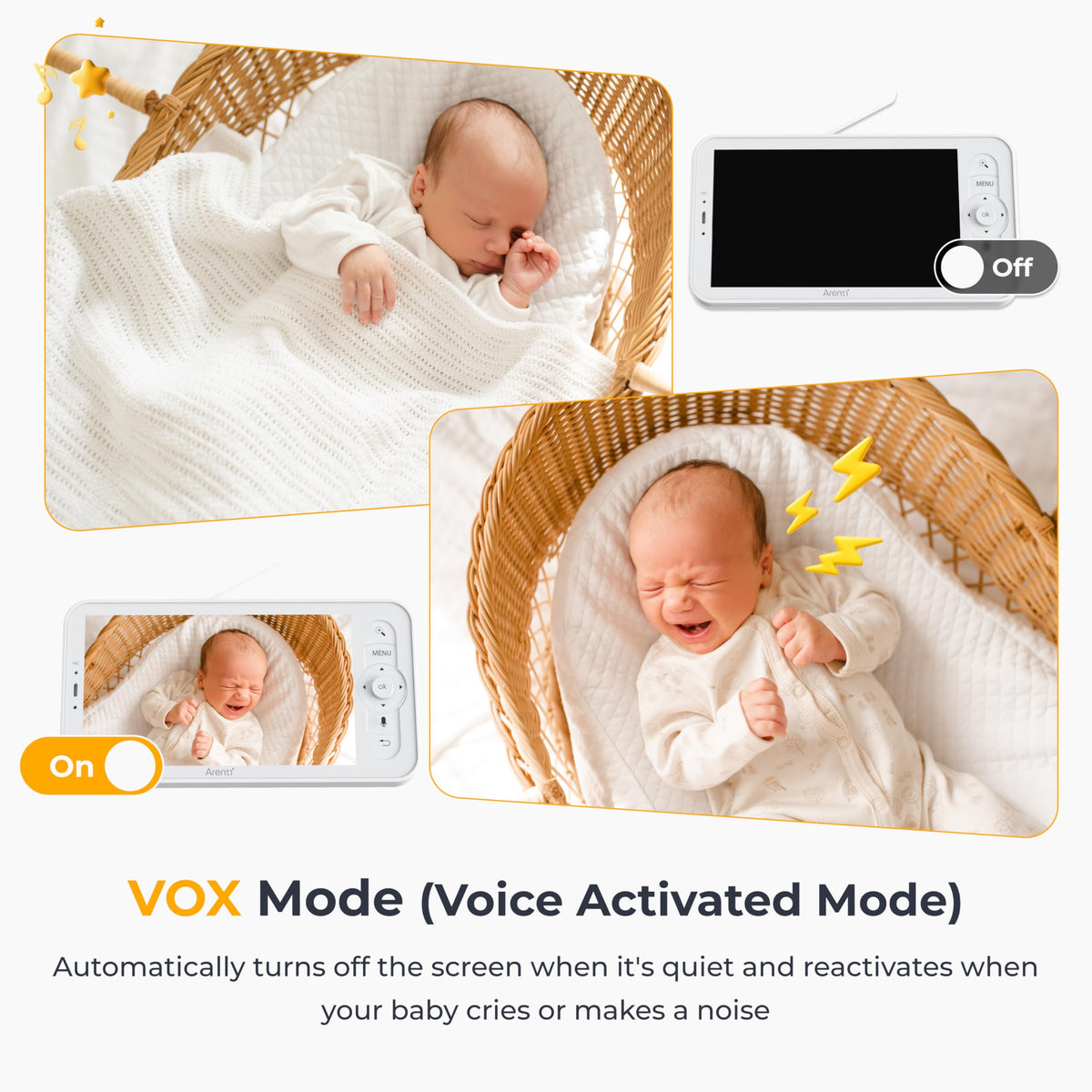 Arenti Baby Monitor 2 Cameras, Smart WiFi 6 Baby Cameras with 5-Inch Upgraded Wireless Display, 360° View, Auto-Night Vision, Temperature Sensor, Sound & Motion Detection, 2 Way Audio, VOX Mode (B2) 🍁 All In One Marketplace Canada