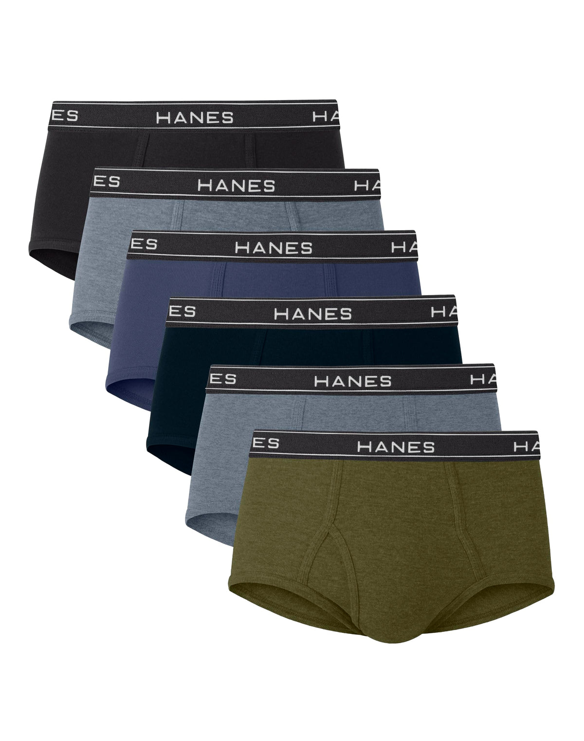 Hanes Mens 6-pack Exposed Waistband Mid-rise Briefs-underwear, White/Black, Medium US 🍁 All In One Marketplace Canada