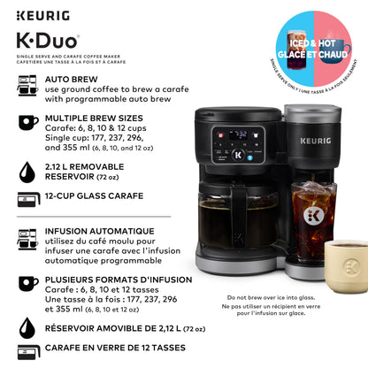 Keurig K-Duo Single Serve K-Cup Pod & Carafe Coffee Maker, Black 🍁 All In One Marketplace Canada