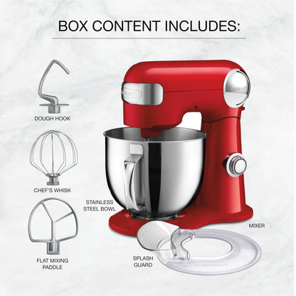 Cuisinart Precision Master 5.5-Quart Tilt-Head Stand Mixer, 12 Speed, 500W, Includes Bowl, Dough Hook, Chef's Whisk and Flat Mixing Paddle, Red (SM-50RC) 🍁 All In One Marketplace Canada