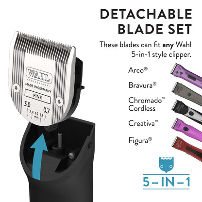 Wahl Professional Animal 5-in-1 Adjustable Pro Fine Adjustable Clipper Blade - for Arco, 5 Style Groom, Bravura, Chromado, Creativa, Figura & Motion Clippers - Replacement Blades - Silver, Made in Germany - Model 58190 🍁 All In One Marketplace Canada