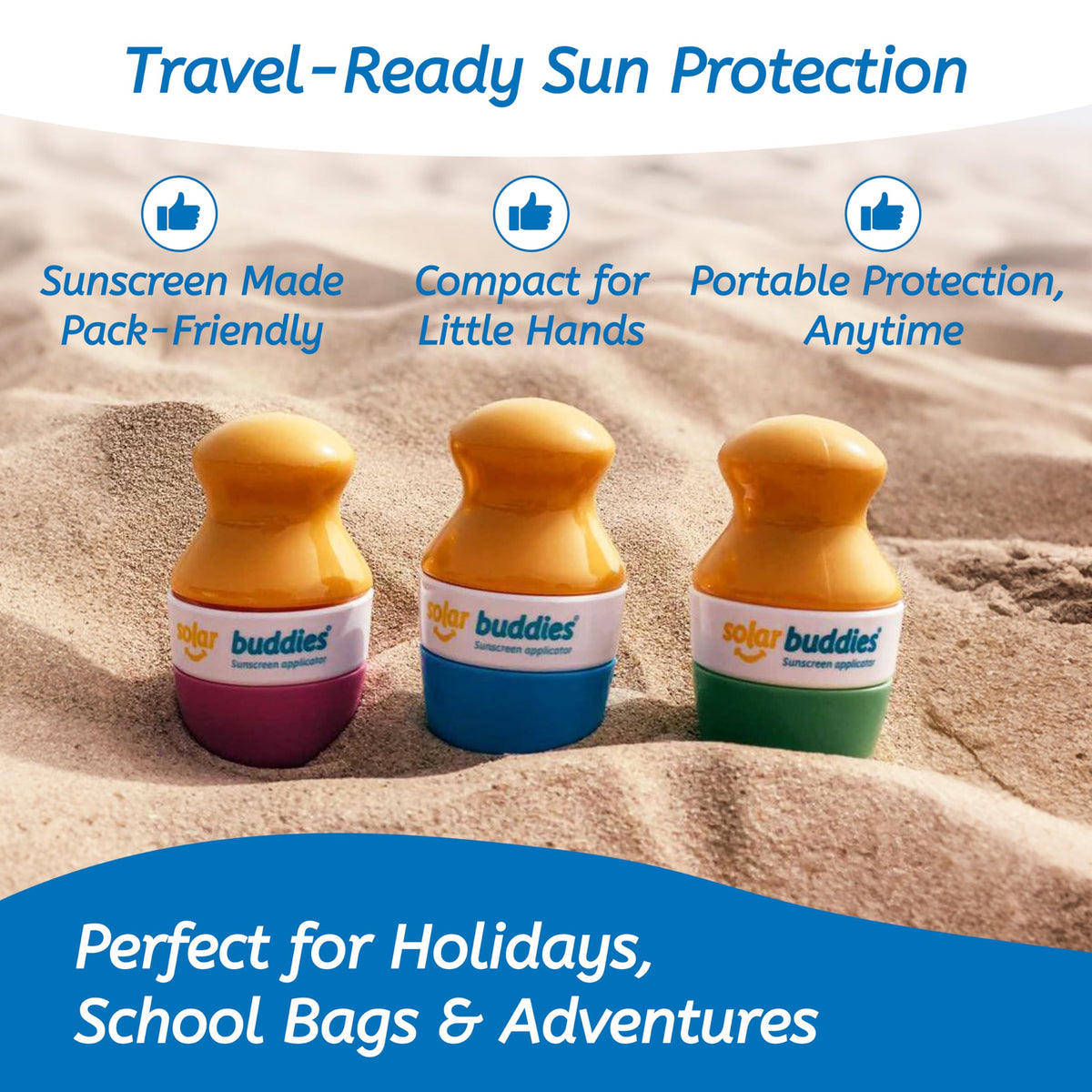 Solar Buddies Sunscreen Applicator - Green & Blue Duo - Refillable Roll on Sponge Sunscreen, Suncream & Lotion Applicator For Kids, Adults & Families - Holds 100ml, Perfect Size for Travel 🍁 All In One Marketplace Canada
