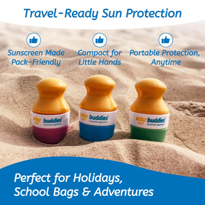 Solar Buddies Sunscreen Applicator - Green & Blue Duo - Refillable Roll on Sponge Sunscreen, Suncream & Lotion Applicator For Kids, Adults & Families - Holds 100ml, Perfect Size for Travel 🍁 All In One Marketplace Canada