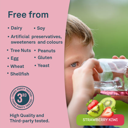 Organika Kids Electrolytes Powder Sticks - Sugar-Free Hydration + Immune support with 100% of daily Vitamin C, Minerals and Prebiotic Fibre | Strawberry Kiwi Flavour - 3.5g x 20 sachets 🍁 All In One Marketplace Canada