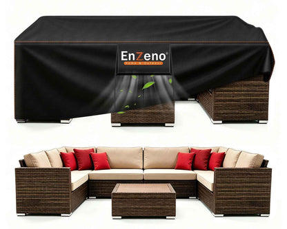 Enzeno Patio Furniture Covers Waterproof,Rectangular Outdoor Furniture Covers for Patio Table & Sofa,420D Heavy Duty Fabric Patio Set Cover with Anti-UV,No Tears(98" L x 98" W x 35" H) 🍁 All In One Marketplace Canada