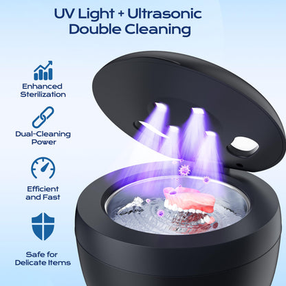 Ultrasonic Retainer Cleaner(2026 Upgraded), 45kHz Cleaning Machine for Dentures, Mouth Guards, Braces, Toothbrush & Jewelry, 200ML Denture Cleaner with 4 Modes for Denture Appliances 🍁 All In One Marketplace Canada