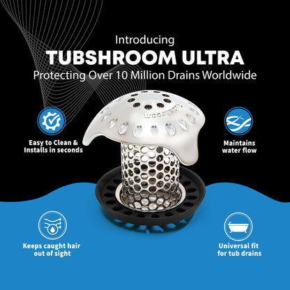 TubShroom Ultra Revolutionary Bath Tub Drain Protector Hair Catcher/Strainer/Snare Stainless Steel, 1-Pack, Silver 🍁 All In One Marketplace Canada