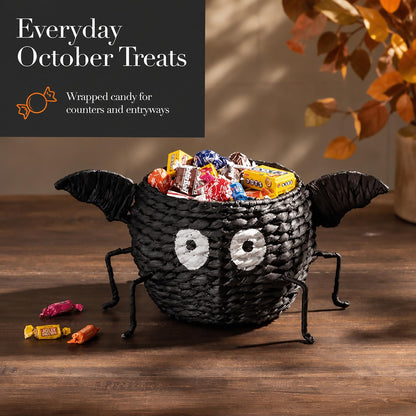 Mud Pie Halloween Bat Candy Bowl, Footed Hyacinth Serving Bowl