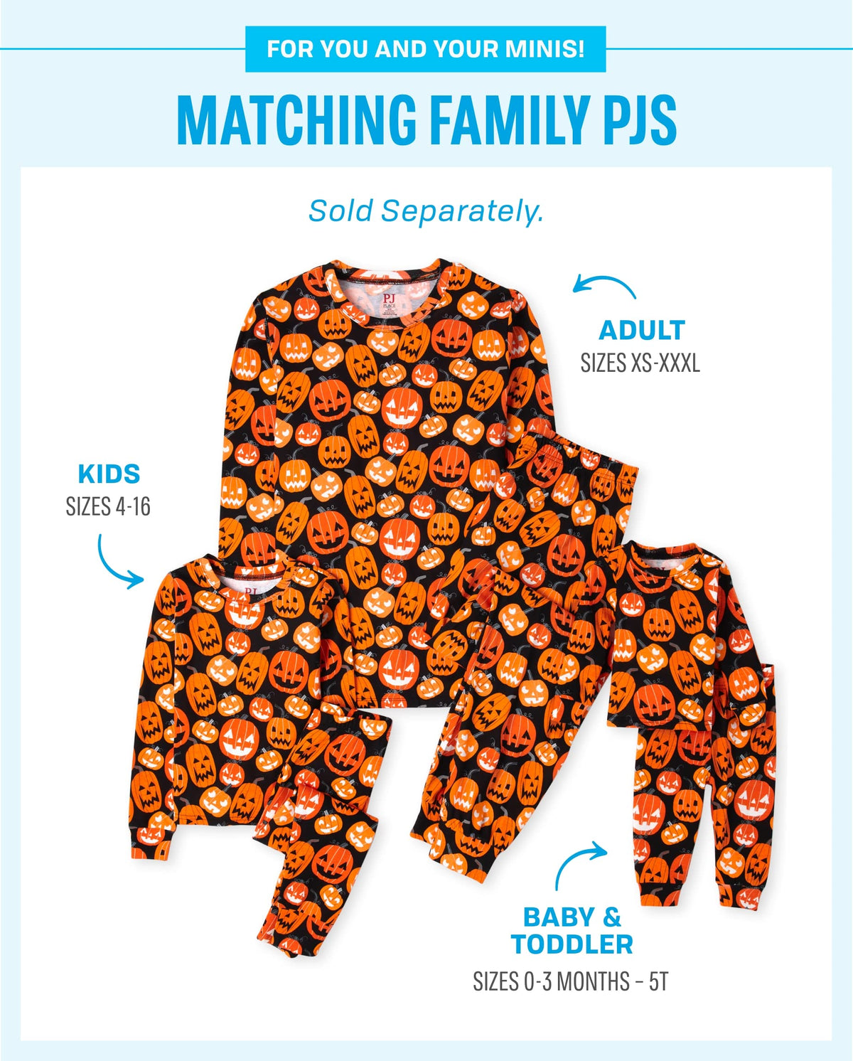 The Children's Place Kids' Family Matching, Halloween Pajama Sets, Cotton, Pumpkin Allover, 3T