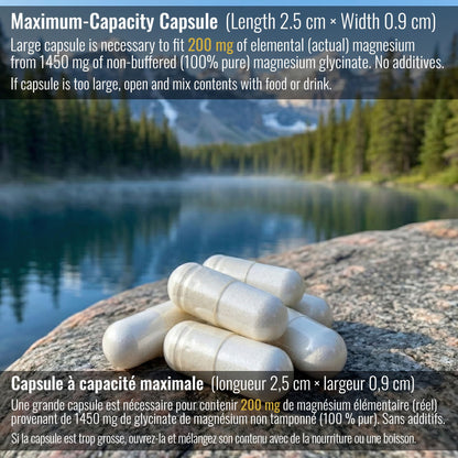 Magnesium Glycinate 200 mg Capsules (Elemental) from Non-Buffered Fully Chelated 100% Magnesium Bisglycinate - 300 Max-Capacity High-Absorption Capsules - Made in Canada - Nutritionn 🍁 All In One Marketplace Canada