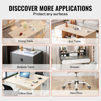 VEVOR Plastic Table Cover, 40 x 60 Inch 2.0 mm Thick Clear Table Protector, Rectangle PVC Desk Mat, Waterproof & Easy Cleaning Desk Pad Tablecloth, for Office Dresser Dining Room Table Night Stand 🍁 All In One Marketplace Canada