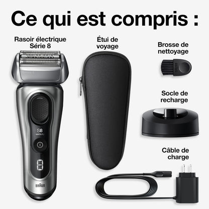 Braun Series 8 Electric Shaver for Men with Precision Long Hair Trimmer, Wet and Dry Electric Razor with Charging Stand and Travel Case, 8517s Galvano Silver 🍁 All In One Marketplace Canada