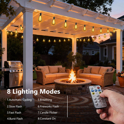 Lomotech Solar String Lights Outdoor Waterproof, 50FT 17+2 LED Shatterproof ST38 Bulbs, Solar String Lights with Remote & Timer, USB & Solar Powered Patio Lights for Outside Backyard Garden Porch 🍁 All In One Marketplace Canada
