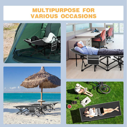 Overmont Portable Folding Camping Cot - 28” Extra Wide Portable Sleeping Cot Load 550 LBS with Carry Bag for Outdoor Travel Home Office Nap, Black 🍁 All In One Marketplace Canada