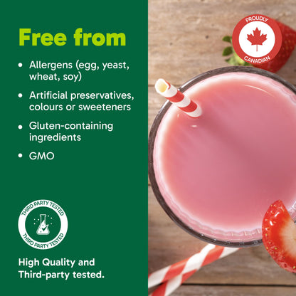 Organika All-in-One Strawberry Shortcake Protein Powder with 20g Protein,15 Vitamins & Minerals from Real Fruits & Veggies,5 Billion CFU Probiotics,4g Prebiotic Fiber, Digestive Enzymes,1g Sugar- 640g 🍁 All In One Marketplace Canada