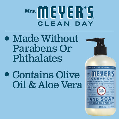 Mrs. Meyer's Clean Day Liquid Hand Soap, Rain Water, Cruelty Free & Biodegradable Hand Wash Formula Made with Essential Oils, 370 ml Bottles, 4 Pack 🍁 All In One Marketplace Canada